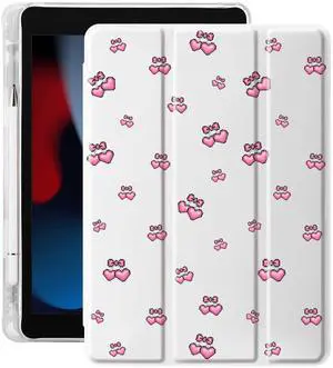 Idocolors Case for iPad 7th/8th/9th Generation (2019/2020/2021) 10.2", Built-in Pencil Holder with Soft TPU Shockproof Back Shell Auto Wake/Sleep, Cherry-White Idocolors Case for iPad 7th/8th/9th Generation (2019/2020/2021) 10.2", Built-in Pencil Holder with Soft TPU Shockproof Back Shell Auto Wake/Sleep, Cherry-White