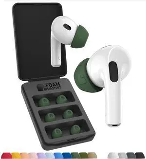 Foam Masters Ultra-Premium Memory Foam Ear Tips for AirPods Pro 1st & 2nd Gen ^^ 3 Pairs ^^ New Ver. ^^ Secure Fit ^^ Super Comfort ^^ Better Noise Cancel ^^ Replacement Buds (Large, Forest Foam Masters Ultra-Premium Memory Foam Ear Tips for AirPods Pro 1st & 2nd Gen ^^ 3 Pairs ^^ New Ver. ^^ Secure Fit ^^ Super Comfort ^^ Better Noise Cancel ^^ Replacement Buds (Large, Forest