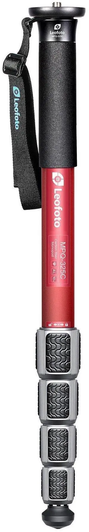 Leofoto MPQ-325C Monopod, Premium Carbon Fiber, Water-Resistant, 5 Leg Section, Convertible Mounting Stud, Wrist Strap (Red) Leofoto MPQ-325C Monopod, Premium Carbon Fiber, Water-Resistant, 5 Leg Section, Convertible Mounting Stud, Wrist Strap (Red)