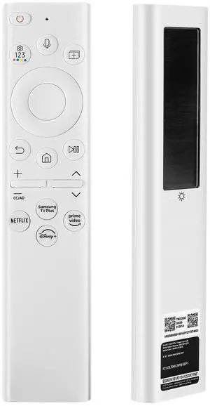 Frame TV Solar Voice Remote Replacement for Samsung TV Remote with Bluetooth Voice Rechargeable Cell, Compatible with Samsung Smart 4K Ultra HD TV, 4 Shortcut Buttons, White Frame TV Solar Voice Remote Replacement for Samsung TV Remote with Bluetooth Voice Rechargeable Cell, Compatible with Samsung Smart 4K Ultra HD TV, 4 Shortcut Buttons, White