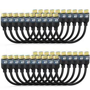 RyzzRooa 8K HDMI 2.1 Cables 1 Foot, 20-Pack, High Speed HDMI ARC/eARC Cable 48Gbps, 8K@60Hz, 4K@144Hz, 1080P@240Hz-HDCP 2.2,3D/HDR for Soundbar, PS5/4, Xbox, Roku, Cinema, TV, Computer, Monitor & M RyzzRooa 8K HDMI 2.1 Cables 1 Foot, 20-Pack, High Speed HDMI ARC/eARC Cable 48Gbps, 8K@60Hz, 4K@144Hz, 1080P@240Hz-HDCP 2.2,3D/HDR for Soundbar, PS5/4, Xbox, Roku, Cinema, TV, Computer, Monitor & M