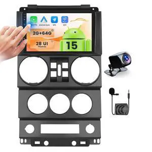 Fuluku Android 15 Car Stereo 2+64G for Jeep Wrangler (4 Doors) 2007-2010 with Wireless Carplay Android Auto Mirror Link, 9'' Touchscreen Radio WiFi GPS FM RDS Bluetooth SWC Backup Camera Mic Fuluku Android 15 Car Stereo 2+64G for Jeep Wrangler (4 Doors) 2007-2010 with Wireless Carplay Android Auto Mirror Link, 9'' Touchscreen Radio WiFi GPS FM RDS Bluetooth SWC Backup Camera Mic