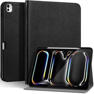 Thryxop Genuine Leather Case for iPad Pro 13 inch (M5/M4) 2025/2024 with Pencil Holder ^^ Slim Protective Cover with Adjustable Stand, Auto Wake/Sleep, Premium Leather ^^ Black Thryxop Genuine Leather Case for iPad Pro 13 inch (M5/M4) 2025/2024 with Pencil Holder ^^ Slim Protective Cover with Adjustable Stand, Auto Wake/Sleep, Premium Leather ^^ Black