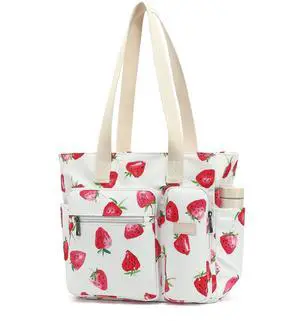 SANFAN Women Tote Bag With Muti-Pockets,Lightweight Shoulder Bag,Large Capacity Handbag for Travel, Work, Gym (Strawberry) SANFAN Women Tote Bag With Muti-Pockets,Lightweight Shoulder Bag,Large Capacity Handbag for Travel, Work, Gym (Strawberry)
