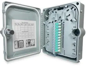 Fiber Optic Wall Mount or Pole Mount Enclosure for Indoor or Outdoor Fiber Optic Terminations and Fusion Splice installations with Couplers. (LC OM3 NO Pigtails) Fiber Optic Wall Mount or Pole Mount Enclosure for Indoor or Outdoor Fiber Optic Terminations and Fusion Splice installations with Couplers. (LC OM3 NO Pigtails)
