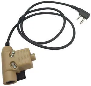 stdgove 2 Pin U94 Ptt Tactical Push to Talk Button Radio 7mm Adapter System for Baofeng Kenwood(Tan, Civilian Wiring) stdgove 2 Pin U94 Ptt Tactical Push to Talk Button Radio 7mm Adapter System for Baofeng Kenwood(Tan, Civilian Wiring)