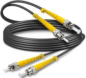 Yunsufiberpro 65ft / 20m Armored OD-5mm OS2 ST to ST Single Mode Fiber Cable, ST-ST Fiber Optic Patch Cord, Duplex 9/125um SMF Optical Jumper, Black Yunsufiberpro 65ft / 20m Armored OD-5mm OS2 ST to ST Single Mode Fiber Cable, ST-ST Fiber Optic Patch Cord, Duplex 9/125um SMF Optical Jumper, Black