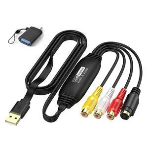 ShuoArmor RCA Video Capture Card, USB 2.0 Extension Cable VHS to Digital Converter,Convert Digital from VHS VCR Mini DV for Laptops/MAC/PC ShuoArmor RCA Video Capture Card, USB 2.0 Extension Cable VHS to Digital Converter,Convert Digital from VHS VCR Mini DV for Laptops/MAC/PC