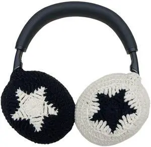 Handmade Crochet Black and White Star Headphone Cover Compatible with Sony xm4, Protective Case for Music Lovers Handmade Crochet Black and White Star Headphone Cover Compatible with Sony xm4, Protective Case for Music Lovers