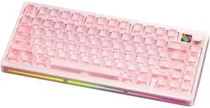 KEEBMONKEY PMOKEY P75 75% Wireless Mechanical Keyboard, Tri-Mode RGB Gaming Keyboard with Dot-Matrix Display, Aluminum Alloy Body, Volume Knob, Up to 10000mAh Battery (Ultra Pink) KEEBMONKEY PMOKEY P75 75% Wireless Mechanical Keyboard, Tri-Mode RGB Gaming Keyboard with Dot-Matrix Display, Aluminum Alloy Body, Volume Knob, Up to 10000mAh Battery (Ultra Pink)