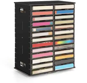Arkiya Rotating Cassette Tape Storage Holder, 52 Slot Cassettes Organizer Rack, Audio Cassette Tape Display Shelf, Ideal Gift for Cassettes Collectors, Black Arkiya Rotating Cassette Tape Storage Holder, 52 Slot Cassettes Organizer Rack, Audio Cassette Tape Display Shelf, Ideal Gift for Cassettes Collectors, Black