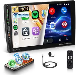 Driauto 9 Inch Single Din Car Stereo with Wireless Carplay Android Auto1 DIN Touchscreen Car Radio with Bluetooth Mirror Link AM/FM/RDS Steering Wheel Control EQ USB Online Video+ Backup Camera Driauto 9 Inch Single Din Car Stereo with Wireless Carplay Android Auto1 DIN Touchscreen Car Radio with Bluetooth Mirror Link AM/FM/RDS Steering Wheel Control EQ USB Online Video+ Backup Camera