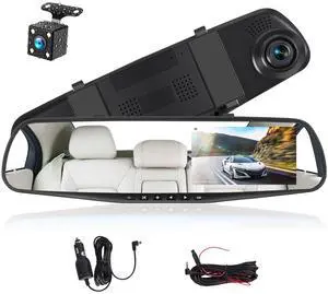 CAMECHO Mirror Dash Cam Front and Rear Camera, 4.5 Inch 1080P Rear View Mirror Camera, Dashcam for Cars, Loop Recording, Wide Angle, Parking Assistance CAMECHO Mirror Dash Cam Front and Rear Camera, 4.5 Inch 1080P Rear View Mirror Camera, Dashcam for Cars, Loop Recording, Wide Angle, Parking Assistance