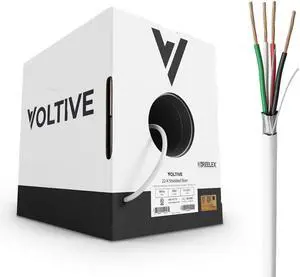 Voltive 22/4 Shielded Low Voltage Wire, Riser CL3R, White, 500ft - 22AWG, 4 Conductors, Overall Shield, Stranded Bare Copper, UL Listed - V-1259-1 Voltive 22/4 Shielded Low Voltage Wire, Riser CL3R, White, 500ft - 22AWG, 4 Conductors, Overall Shield, Stranded Bare Copper, UL Listed - V-1259-1