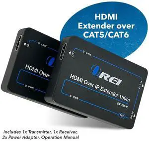 OREI HDMI over Ethernet Extender Over IP with CAT5/CAT6 Cable , with IR Upto 330 Feet - Loop Out - 1080P Full HD Signal Distribution - One to Many option OREI HDMI over Ethernet Extender Over IP with CAT5/CAT6 Cable , with IR Upto 330 Feet - Loop Out - 1080P Full HD Signal Distribution - One to Many option