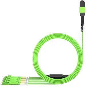 AMPCOM MPO to LC Breakout Cable 50/125m Multimode OM5(8 Fiber, MPO to LC, Type B, LSZH/Riser, UPC, Lime Green) 2m (6ft) AMPCOM MPO to LC Breakout Cable 50/125m Multimode OM5(8 Fiber, MPO to LC, Type B, LSZH/Riser, UPC, Lime Green) 2m (6ft)