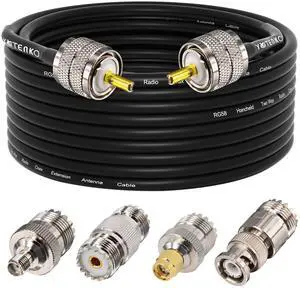 YOTENKO Ham Radio Coax Cable 50 Ohm, RG58 Coaxial Cable 40FT, PL259 Male to Male Coax + UHF SO239 Female to SMA/UHF/BNC Adapter 4-Pack,for CB,Amateur,Ham Radio YOTENKO Ham Radio Coax Cable 50 Ohm, RG58 Coaxial Cable 40FT, PL259 Male to Male Coax + UHF SO239 Female to SMA/UHF/BNC Adapter 4-Pack,for CB,Amateur,Ham Radio