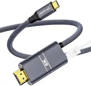 DavVision USB C to HDMI Cable Adapter with 240W PD Fast Charging Port,8K@60HZ,4K@120Hz,Thunderbolt 5/4/3 Compatible,Upgraded Braided Type C to HDMI for MacBook, iPhone17/16/15,iPad,HDTV(10FT,Grey) DavVision USB C to HDMI Cable Adapter with 240W PD Fast Charging Port,8K@60HZ,4K@120Hz,Thunderbolt 5/4/3 Compatible,Upgraded Braided Type C to HDMI for MacBook, iPhone17/16/15,iPad,HDTV(10FT,Grey)