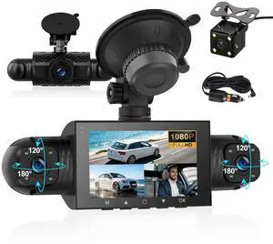 UNITOPSCI 4 Channel 360 Dash Cam Front Rear Inside Left Right, 3 Inch IPS Screen, 8 IR Night Vision, Loop Recording, G-Sensor, Parking Assistance, 24H Parking Monitor UNITOPSCI 4 Channel 360 Dash Cam Front Rear Inside Left Right, 3 Inch IPS Screen, 8 IR Night Vision, Loop Recording, G-Sensor, Parking Assistance, 24H Parking Monitor