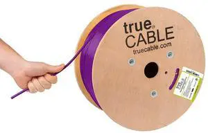 TRUE CABLE Cat6A Plenum Bulk Ethernet Cable (CMP), Unshielded UTP, 1000ft, Purple, 23AWG Solid Bare Copper, 750MHz, 10Gbps, PoE++ (4PPoE), ETL Listed TRUE CABLE Cat6A Plenum Bulk Ethernet Cable (CMP), Unshielded UTP, 1000ft, Purple, 23AWG Solid Bare Copper, 750MHz, 10Gbps, PoE++ (4PPoE), ETL Listed