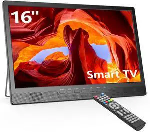 Desobry 16 Inch Small Smart TV, LCD Small Kitchen TV with WiFi, Bulit-in 180Adjustable Stand/ATSC Tuner/HDMI/AV/USB for Camping, Bedroom, RV, Patio, Indoor & Outdoor Use Desobry 16 Inch Small Smart TV, LCD Small Kitchen TV with WiFi, Bulit-in 180Adjustable Stand/ATSC Tuner/HDMI/AV/USB for Camping, Bedroom, RV, Patio, Indoor & Outdoor Use
