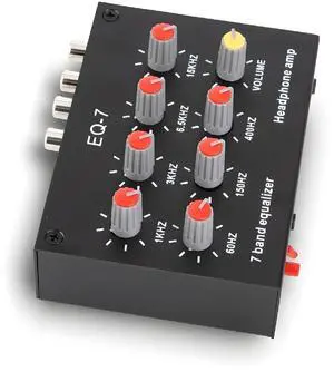 7 Band Sound Equalizer Dual Channel, 12dB High Bass Adjustment Aluminum Alloy, 3.5mm Input Output Interface for Headphones Car Audio 7 Band Sound Equalizer Dual Channel, 12dB High Bass Adjustment Aluminum Alloy, 3.5mm Input Output Interface for Headphones Car Audio