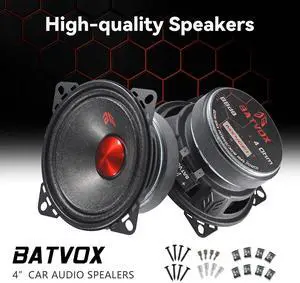 GRTSKY MX40P1 Loudspeaker 4 Inch Midrange 120 Watts 4 Ohms Red Dust Cap, Premium Quality Audio Door Speakers for Car or Truck Stereo Sound System, Black (2 Speakers) GRTSKY MX40P1 Loudspeaker 4 Inch Midrange 120 Watts 4 Ohms Red Dust Cap, Premium Quality Audio Door Speakers for Car or Truck Stereo Sound System, Black (2 Speakers)