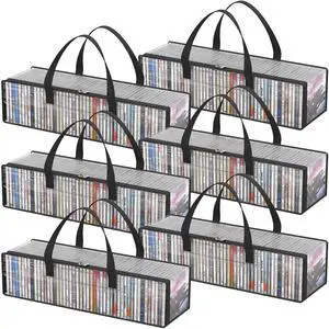 Lifewit CD Storage Bags, Clear PVC Plastic CD Case Holder with Handles, Front Window Zipper Design, Stackable Media Organizer Box for Albums, Hold up to 300 Pcs CDs (50 Each), 6 Pack Lifewit CD Storage Bags, Clear PVC Plastic CD Case Holder with Handles, Front Window Zipper Design, Stackable Media Organizer Box for Albums, Hold up to 300 Pcs CDs (50 Each), 6 Pack