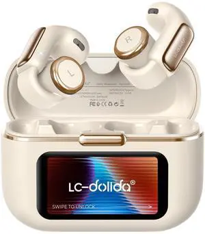 LC-dolida Open-Ear Wireless Earbuds with Smart LED Display Case, Clip On Earbuds All-Day Comfort & Situational Awareness, Case Control for Volume, EQ, Music, Find My Earbuds & Camera, Timer (Cr LC-dolida Open-Ear Wireless Earbuds with Smart LED Display Case, Clip On Earbuds All-Day Comfort & Situational Awareness, Case Control for Volume, EQ, Music, Find My Earbuds & Camera, Timer (Cr