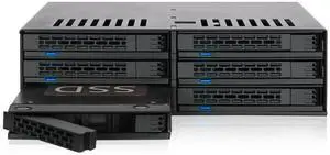 ICY DOCK MB326SP-1B 6-Bay 2.5 SATA/SAS SSD/HDD Hot-Swap Mobile Rack Enclosure with Tool-Less SSD Mounting System for 5.25 Drive Bay (6 x SATA 7pin) ICY DOCK MB326SP-1B 6-Bay 2.5 SATA/SAS SSD/HDD Hot-Swap Mobile Rack Enclosure with Tool-Less SSD Mounting System for 5.25 Drive Bay (6 x SATA 7pin)