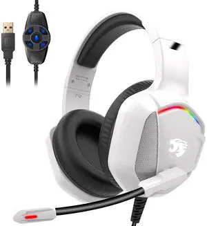 7.1 Gaming Headset with Microphone for Pc, Xbox One Series X/s, Ps4, Ps5, Switch, Stereo Wired Noise Cancelling Over-Ear Headphones with Mic, RGB, for Computer, Laptop, Mac, Nintendo (White Pro) 7.1 Gaming Headset with Microphone for Pc, Xbox One Series X/s, Ps4, Ps5, Switch, Stereo Wired Noise Cancelling Over-Ear Headphones with Mic, RGB, for Computer, Laptop, Mac, Nintendo (White Pro)