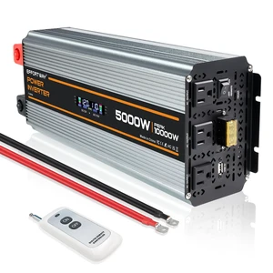5000 watt Power Inverter DC 12V to AC 110V/120V Converter,10000w Peak.Comes with LCD Display,Wireless Controller,3AC outlets,USB,Hardwire Terminal,Suitable for Camping,Off-Grid Solar Inverter S 5000 watt Power Inverter DC 12V to AC 110V/120V Converter,10000w Peak.Comes with LCD Display,Wireless Controller,3AC outlets,USB,Hardwire Terminal,Suitable for Camping,Off-Grid Solar Inverter S