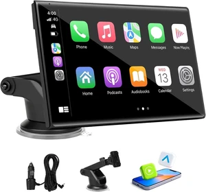 7 inch Carplay Screen for Car - Supports Wireless Carplay & Android Auto, Portable Touchscreen with Bluetooth, Navigation, Voice Control, Mirror Link,Universal for All Cars (Black) 7 inch Carplay Screen for Car - Supports Wireless Carplay & Android Auto, Portable Touchscreen with Bluetooth, Navigation, Voice Control, Mirror Link,Universal for All Cars (Black)