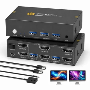 GREATHTEK 8K@60Hz HDMI KVM Switch 2 Monitors 2 Computers GREATHTEK 8K@60Hz HDMI KVM Switch 2 Monitors 2 Computers