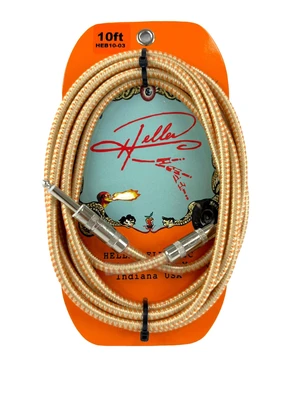 Heller Electric Braid-Matrix Guitar Cable, 10ft, Gold/Tangerine, Straight-to-Straight 1/4" Plugs, 20AWG OFC, 99% Shielded, Professional Heller Electric Braid-Matrix Guitar Cable, 10ft, Gold/Tangerine, Straight-to-Straight 1/4" Plugs, 20AWG OFC, 99% Shielded, Professional