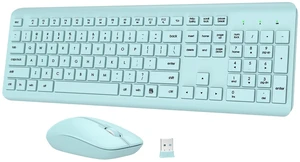 Wireless Keyboard and Mouse Combo, Full-Size Silent Ergonomic Keyboard and Optical Mouse, Long Battery Life, 2.4GHz Lag-Free Cordless Mice Keyboard for Computer, Mac, Laptop, PC, Windows(Green) Wireless Keyboard and Mouse Combo, Full-Size Silent Ergonomic Keyboard and Optical Mouse, Long Battery Life, 2.4GHz Lag-Free Cordless Mice Keyboard for Computer, Mac, Laptop, PC, Windows(Green)