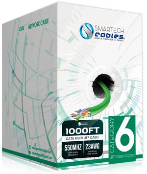 Smartech Cables ^^ Cat 6 Ethernet Cable 1000ft ^^ 23AWG UTP 4-Pairs in-Wall Bulk Riser CMR CAT6 1000ft ^^ 10Gbps 550MHz High-Performance Cable for Home, Office & Gaming ^^ Tangle-Free Pull Box ^^ Gree Smartech Cables ^^ Cat 6 Ethernet Cable 1000ft ^^ 23AWG UTP 4-Pairs in-Wall Bulk Riser CMR CAT6 1000ft ^^ 10Gbps 550MHz High-Performance Cable for Home, Office & Gaming ^^ Tangle-Free Pull Box ^^ Gree