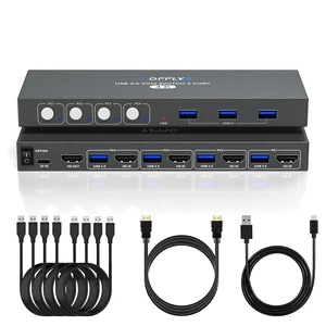 USB3.0 Switch HDMI Kvm Switch 4 Computers 1 Monitors with 3 USB Ports, 4K@60Hz for 4 Computers Sharing Monitor Keyboard Mouse, Supports Button Control, EDID Compatible (Jet Black) USB3.0 Switch HDMI Kvm Switch 4 Computers 1 Monitors with 3 USB Ports, 4K@60Hz for 4 Computers Sharing Monitor Keyboard Mouse, Supports Button Control, EDID Compatible (Jet Black)