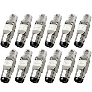 Cat6A RJ45 Connector Tool Free Shielded RJ45 Termination Plug 12-Pack Cat6A RJ45 Connector Tool Free Shielded RJ45 Termination Plug 12-Pack