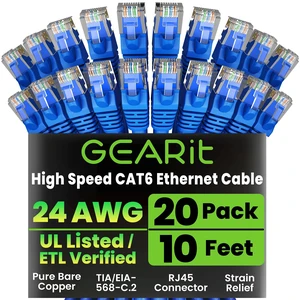 GEARit Cat6 Patch Cables Cat 6 Ethernet Cable 10 ft 20-Pack Blue GEARit Cat6 Patch Cables Cat 6 Ethernet Cable 10 ft 20-Pack Blue