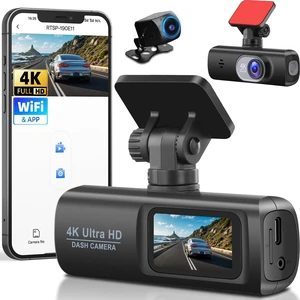 4K Dash Cam with WiFi, 4K Front+1080P Rear, Dual Camera, Gravity Sensing, Parking Monitoring, Loop Recording, Night Vision, Parking Mode 4K Dash Cam with WiFi, 4K Front+1080P Rear, Dual Camera, Gravity Sensing, Parking Monitoring, Loop Recording, Night Vision, Parking Mode