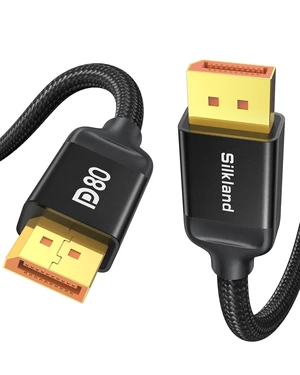 Silkland 80Gbps DisplayPort Cable 2.1 10FT/3M, DP80 HDR Gaming Cord for PC Silkland 80Gbps DisplayPort Cable 2.1 10FT/3M, DP80 HDR Gaming Cord for PC