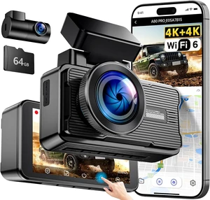 4K+4K Dash Cam Front and Rear, 20 Mbps+ Ethernet Transfer & Stable WiFi 6, Touch Screen Dash Camera for Cars with GPS, G-Sensor,Night Vision, 24H Parking Mode, Support 1TB(A80Pro) 4K+4K Dash Cam Front and Rear, 20 Mbps+ Ethernet Transfer & Stable WiFi 6, Touch Screen Dash Camera for Cars with GPS, G-Sensor,Night Vision, 24H Parking Mode, Support 1TB(A80Pro)