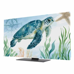 Ueplerts Indoor Elastic TV Cover, Sea Turtle Coastal Dust Proof TV Screen Slipcover Protection, Summer Beach Nautical Starfish Compass Stretch Waterproof Monitor Fitted 55" TV Covers for Inside Ueplerts Indoor Elastic TV Cover, Sea Turtle Coastal Dust Proof TV Screen Slipcover Protection, Summer Beach Nautical Starfish Compass Stretch Waterproof Monitor Fitted 55" TV Covers for Inside