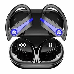 Bluetooth Headphones Wireless Earbuds 20Hrs Playback In Ear Buds Power Display with ENC Noise Canceling Mic, Last Long,Over-Ear Stereo Bass Earphones with Earhooks for Sports/Workout/RunningBlu Bluetooth Headphones Wireless Earbuds 20Hrs Playback In Ear Buds Power Display with ENC Noise Canceling Mic, Last Long,Over-Ear Stereo Bass Earphones with Earhooks for Sports/Workout/RunningBlu