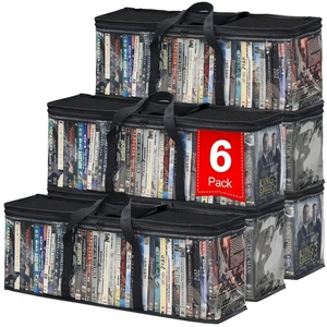 Salajory 6-Pack Clear Blu-ray/DVD Storage Bags with Zipper & Handles Salajory 6-Pack Clear Blu-ray/DVD Storage Bags with Zipper & Handles