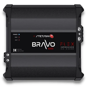 Stetsom Bravo BASS Flex 3K Mono - Class D Car Audio Amplifier, Monoblock, 3000W RMS at Variable Impedance 0.5, 1, 2 Ohms, 3000x1, Smart Subwoofers Amp Stetsom Bravo BASS Flex 3K Mono - Class D Car Audio Amplifier, Monoblock, 3000W RMS at Variable Impedance 0.5, 1, 2 Ohms, 3000x1, Smart Subwoofers Amp