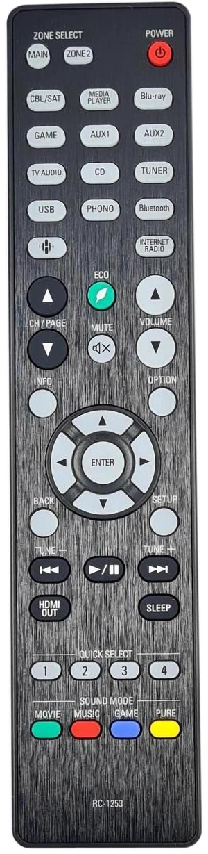 INTECHING RC-1253 AV Receiver Remote Control Replacement INTECHING RC-1253 AV Receiver Remote Control Replacement