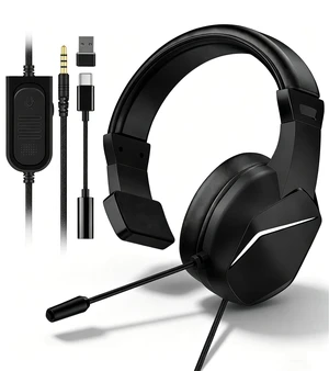 Wired One Ear Headset with Mic for PS5/PS4/Xbox/Switch/Mac/Laptop/PC, USB+Type-C+3.5mm Jack 3in 1 Single Ear Headphone with Microphone/Volume Control for Gaming Office Business Work Team Meetings Chat Wired One Ear Headset with Mic for PS5/PS4/Xbox/Switch/Mac/Laptop/PC, USB+Type-C+3.5mm Jack 3in 1 Single Ear Headphone with Microphone/Volume Control for Gaming Office Business Work Team Meetings Chat
