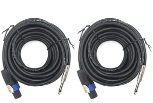 2 Pack Pro Speakon to 1/4" TS Speaker Cable 100 Feet 12AWG Heavy Duty 2 Pack Pro Speakon to 1/4" TS Speaker Cable 100 Feet 12AWG Heavy Duty